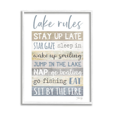 «Lake Rules Typographie Rustic Holiday Cabin Sign» par Marla Rae - impression