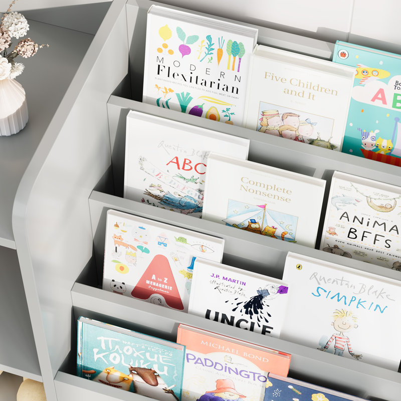 Bibliothèque pour enfants 47,2 "avec 6 casiers de rangement, Gris