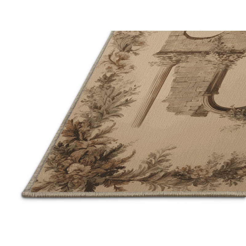 Tapis brun français lavable à la machine, Rectangle 5 pi x 8 pi
