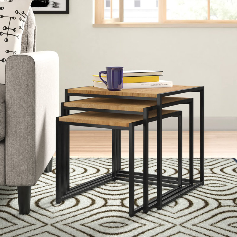 Chew Stoke Frame Nesting Tables, Euro Oak