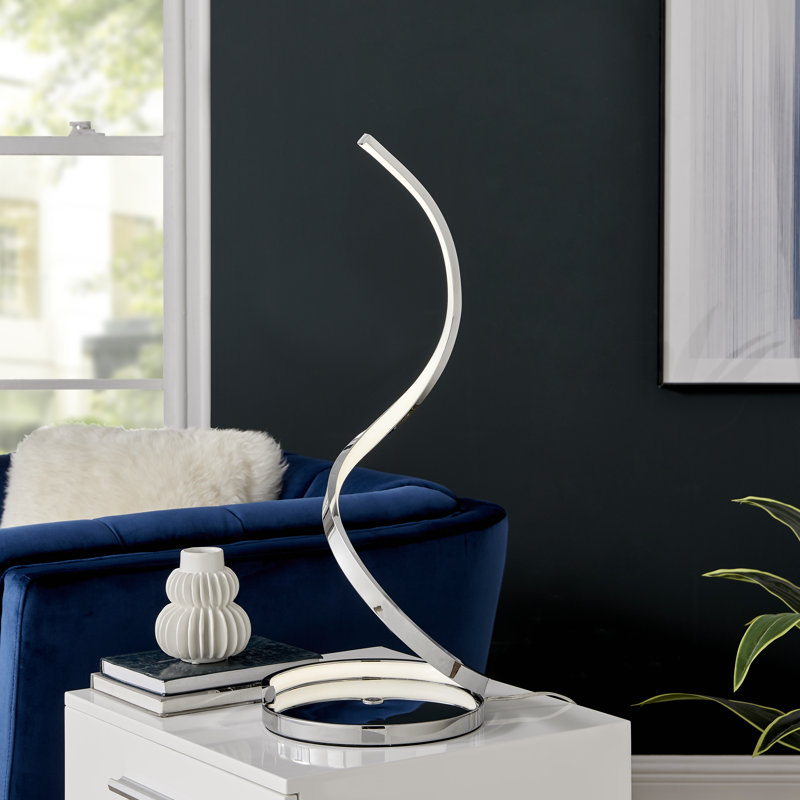 Taquan 26" Integrated LED Novelty Table Lamp, Chrome, Dimmable