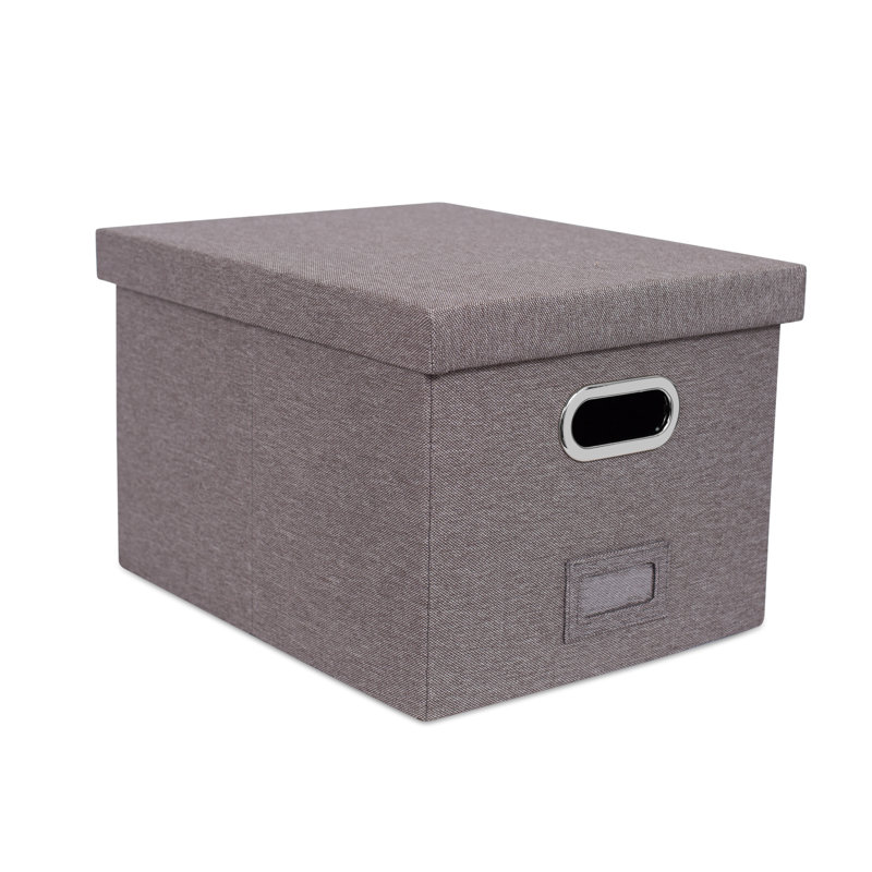 Internet's Best Collapsible File Storage Fabric Box , Light Grey, 4