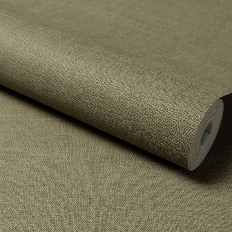Structured Walls Collection Plain Linen Wallpaper Roll, Green