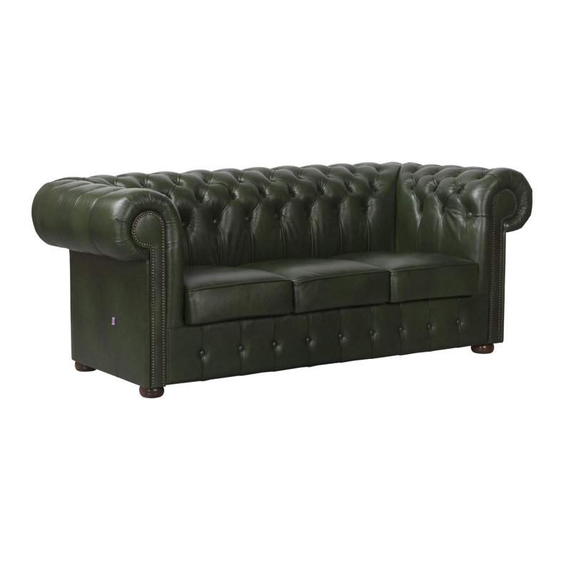 Tamico Genuine Leather Sofa, Green, 3