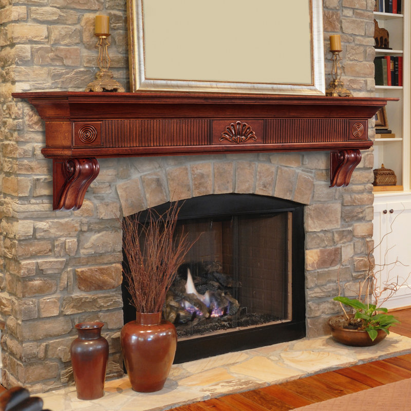 The Devonshire Fireplace Mantel Shelf, Cherry Distressed, 60"