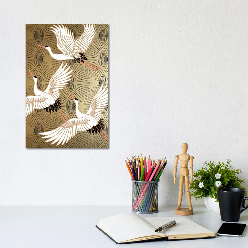 Crane Japenese II by Nikki Chu - Wrapped Canvas Print, 20.32 cm H x 30.48 cm W