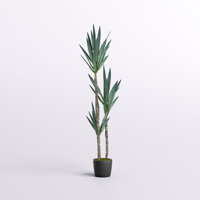 Artificial Green Yucca Tree in Black Planter Pot