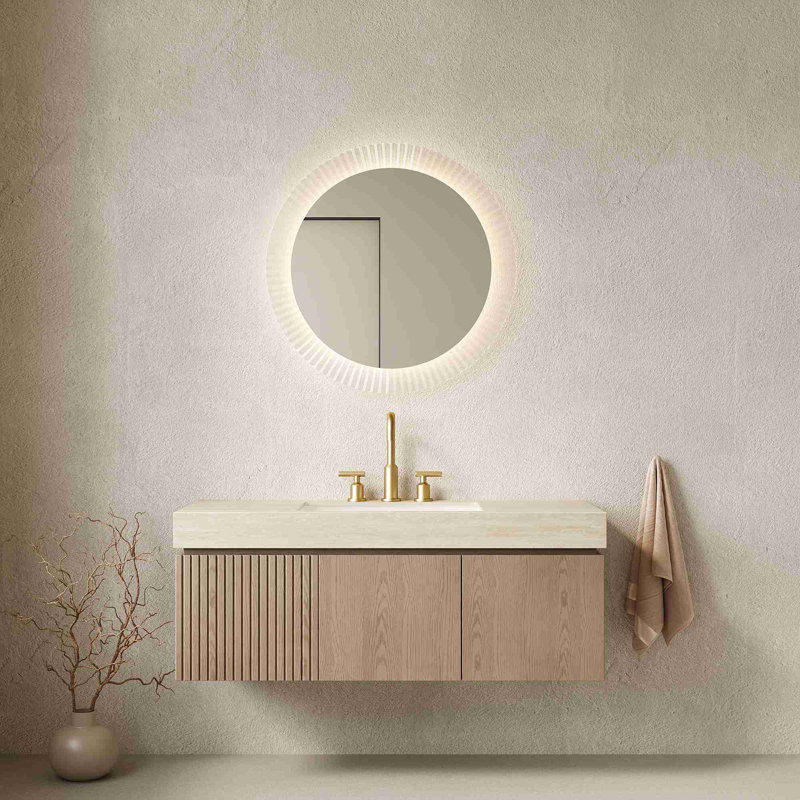 Meuble-lavabo mural, Brun pâle, Beige