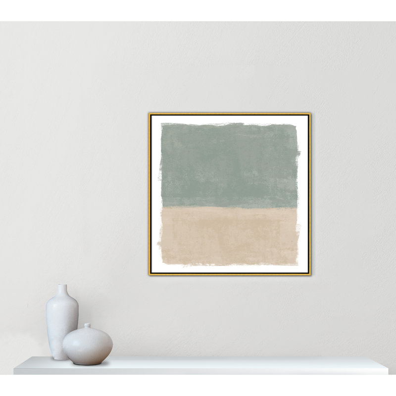 «Sage and Sand I» - Reproduction carrée de Vesrion par Natalie Carpentieri, H 37,5 po x l 37,5 po, Doré