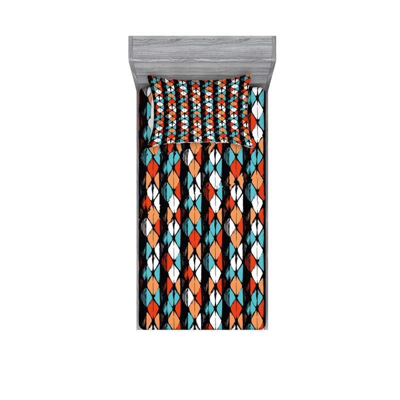 Ensemble de draps Vector Ikat, Ensemble de draps pour lit simple TG avec drap-hou
