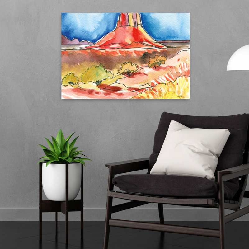 Summer Butte, paysage contemporain abstrait, art de montagne, H 24 po x l 16 po