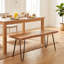 Banc en bois d'acacia à bords naturels avec pieds en épingle à cheveux, 91 cm-849560333