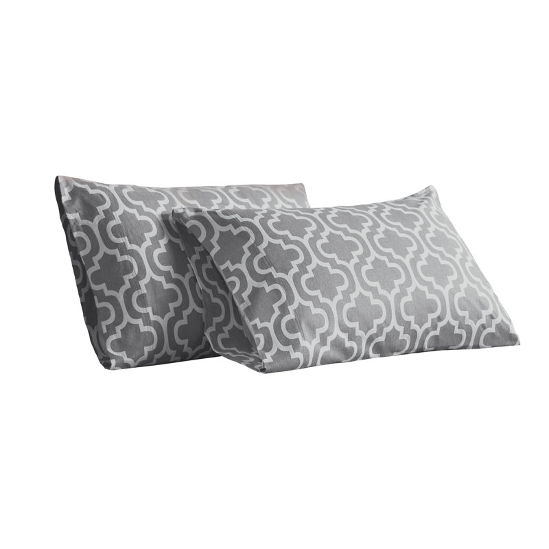 Ensemble de taies d'oreiller en flanelle de coton toutes saisons, Standard, Trellis gris