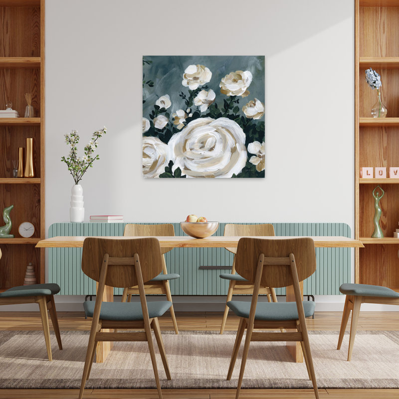 Art floral abstrait contemporain Moody Roses, H 36 po x l 36 po