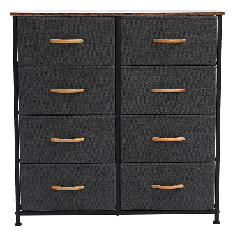 Hauser 4-Tier Wide Dresser Storage Unit With 8 Pull Fabric Drawers