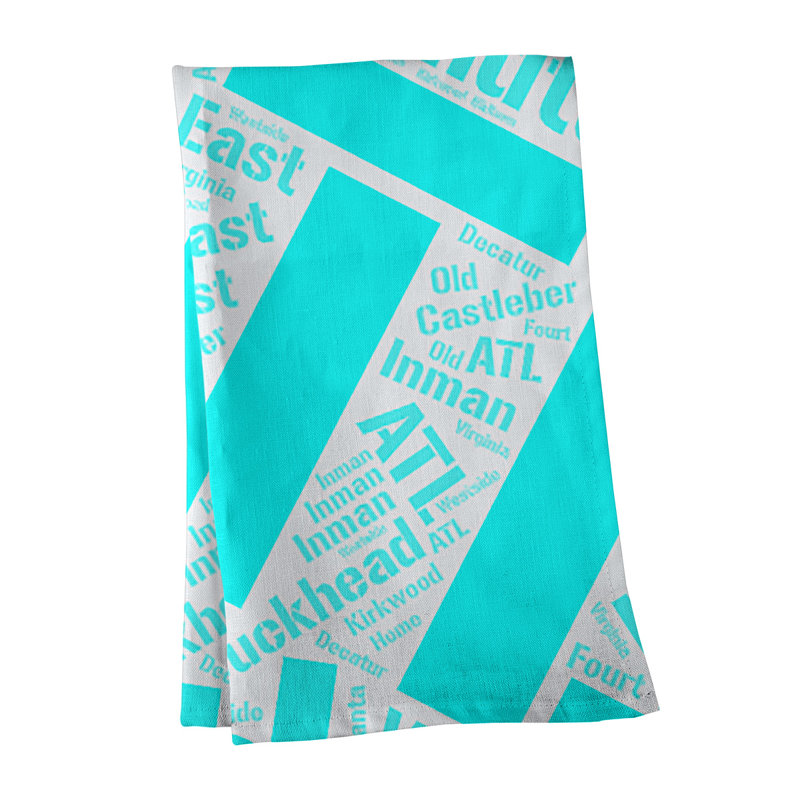 Cotton Tea Towel Kitchen Towel, Cyan, Atlanta