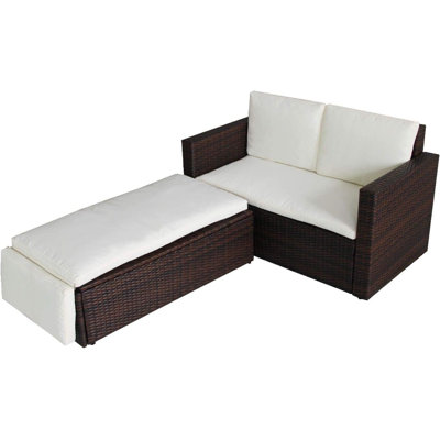 Obeng 119cm Wide L-Shaped Powder Coated Steel Patio Daybed with Cushions