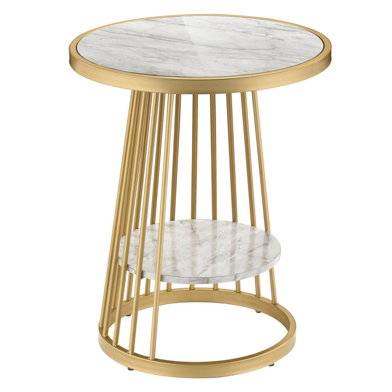 Table d'appoint ronde en acier 17,75 po Demick, Blanc