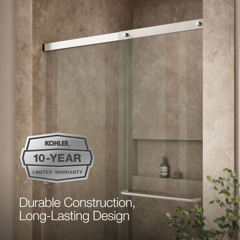 Elate Sliding Shower Door, 70-1/2-In H X 50-1/4 - 53-5/8-In W, With 1/4-In Thick Crystal Clear Glass, Silver/Clear
