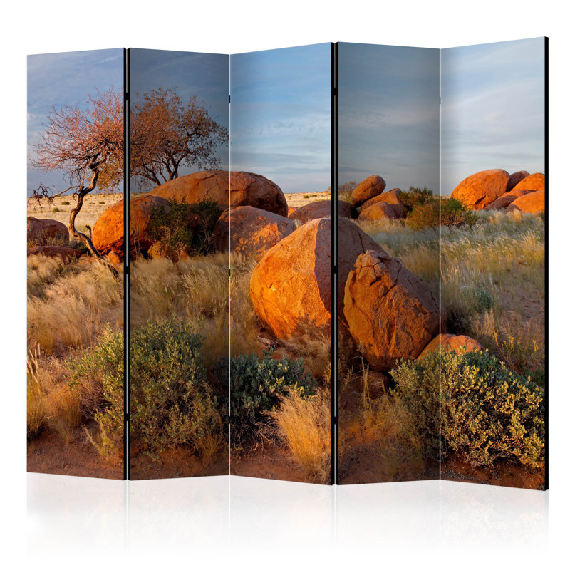 Gatto 225cm W x 172cm H 5 - Panel Solid Wood Folding Room Divider