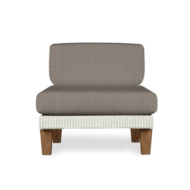 Catalina Outdoor Teak Lounge Chair, Remy Pebble, Ivory