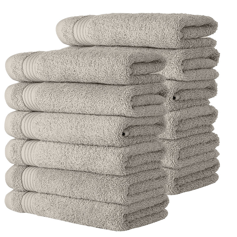 Ensemble de serviettes de toilette 12 pièces Shannan, Brun clair