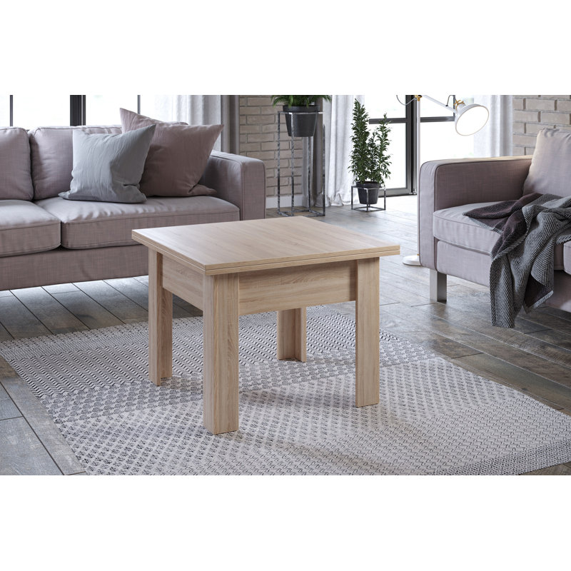 Epsilon Lift Top Extendable Frame Coffee Table, 77cm H x 70cm L x 70cm W, Oak