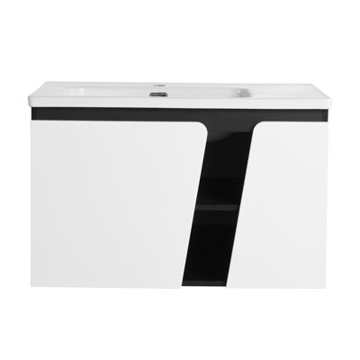32' Floating Wall-Mounted Bathroom Vanity With Single Sink,& Soft-Close Cabinet Door