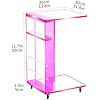 Clear Acrylic Side Table On Lockable Wheels, C Shaped End Table For Sofa, Small Coffee Tables For Small Spaces, Pink