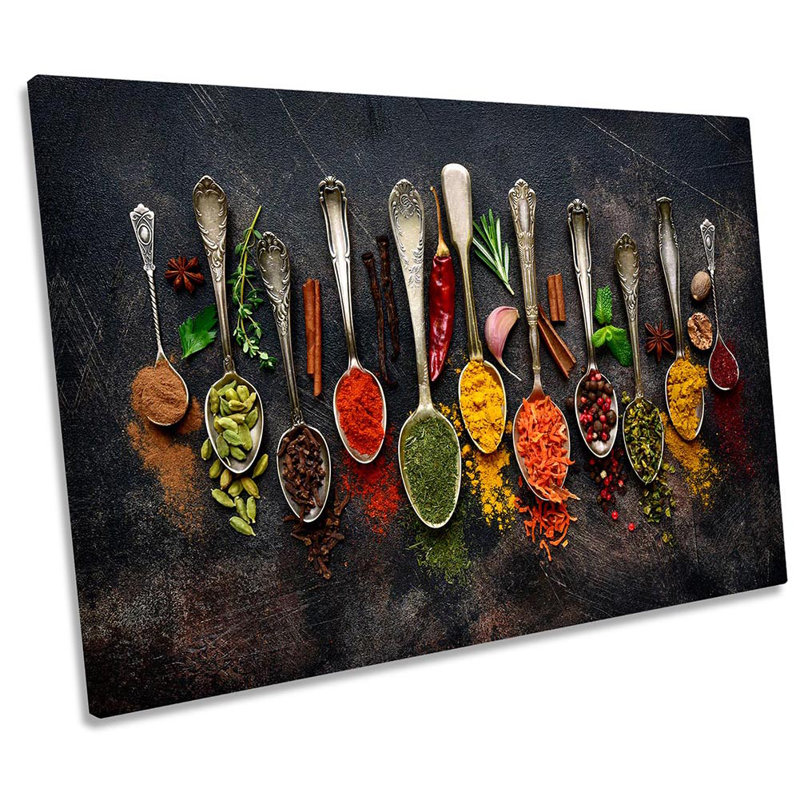 Spoons Spices Kitchen - Wrapped Canvas Print, 91.4cm H x 137.2cm W