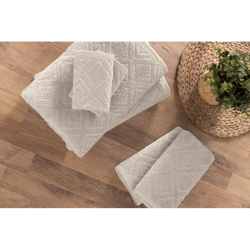 Ensemble 6 serviettes de bain en coton turque de luxe, Platine