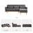 86.6'' 3-Level Adjustable Chenille Reversible L-Shaped Sectional-1215175957