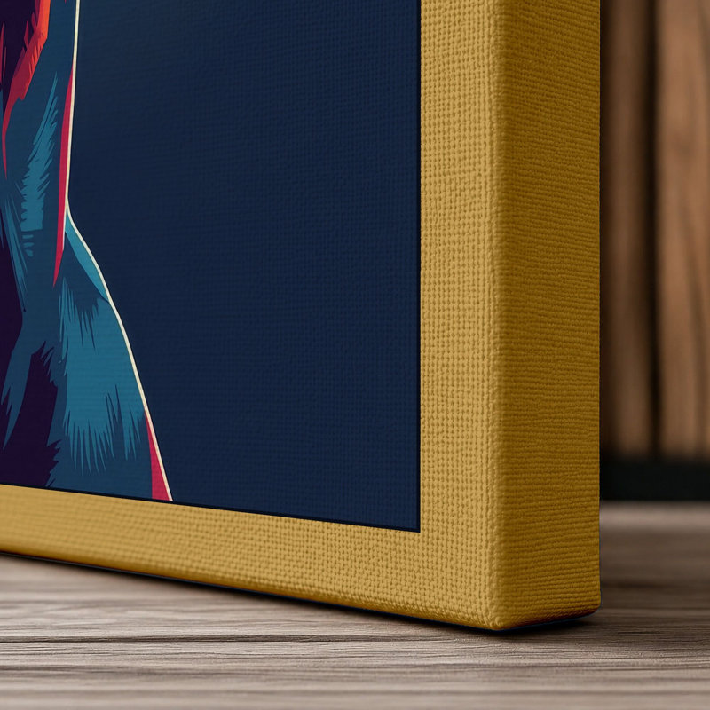 Neon Doberman Modern - Wrapped Canvas, 24x16 - 61.0 x 40.6 cm, Ochre Border