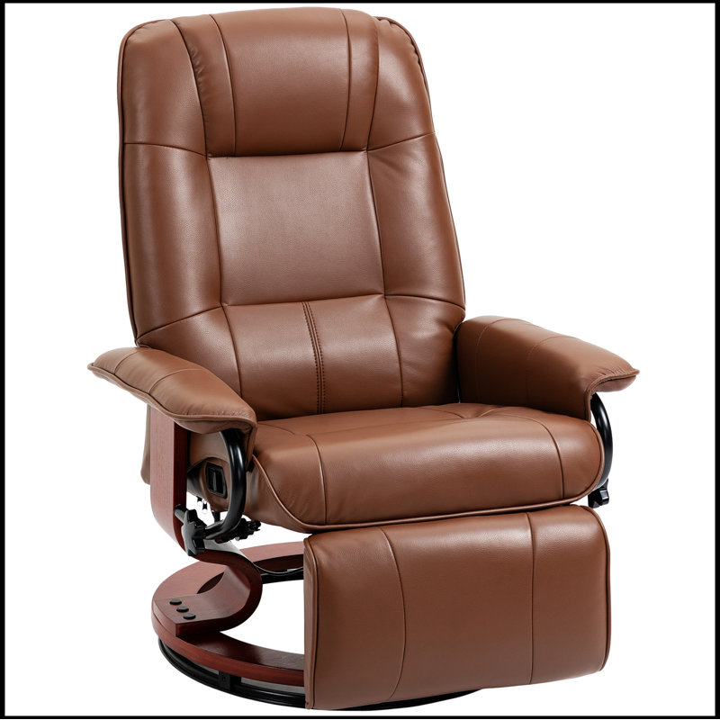 Fauteuil inclinable manuel en similicuir, Brun