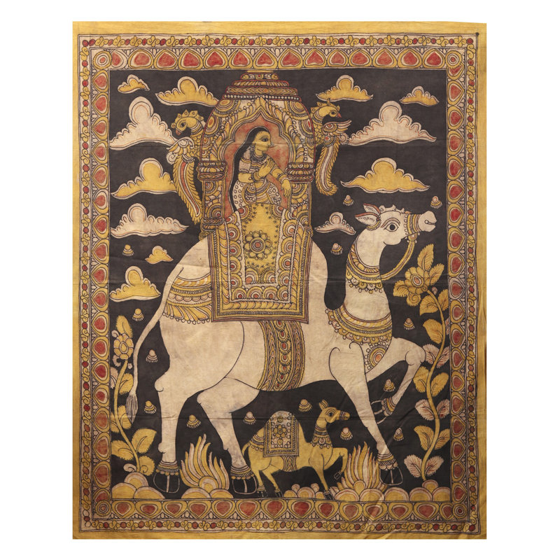 Dame royale sur un chameau | Kalamkari, peinture sur coton