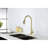Pull Down Kitchen Faucet In Gold - Fingerprint, Deck Mounted Single Hole, 360 Twisting Water Nozzle, Quality Stainless Out Fingerprint-, Hole Mount, Discharge Spout, Robust Steel-1841397974