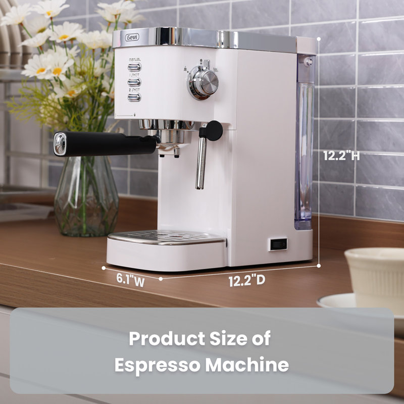The Automatic Espresso Coffee Brewed Maker, White/Silver