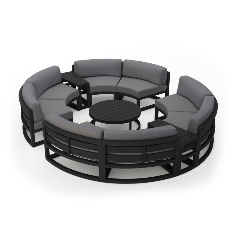 Avion Outdoor 7 - Piece Conversation Set, Canvas Charcoal Sunbrella® Canvas, Black