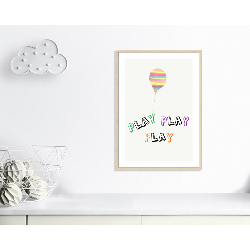 Play Play Play, impression sur papier, H 34,5 po x l 24,5 po x P 1,18 po, Encadré de boîte beige