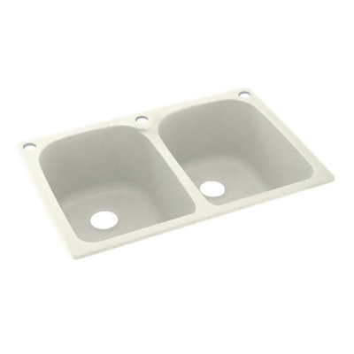 33'' L Mounting / Installation Required Double Bowl Solid Surface Kitchen Sink