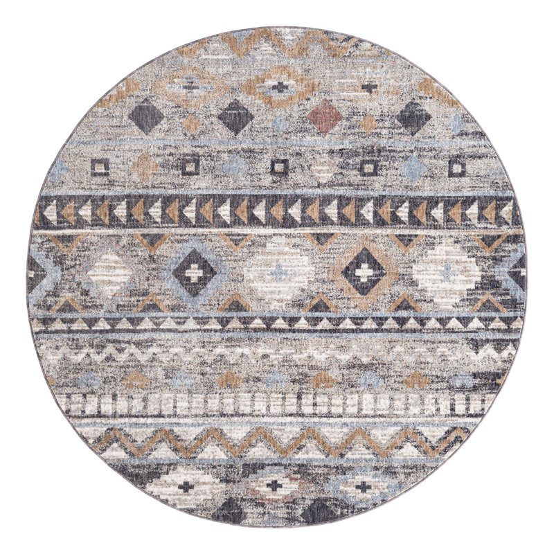 Perlita Geometric Indoor Rug, Round 7'