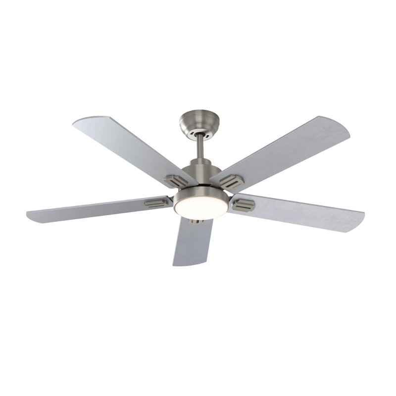 Ventilateurs de plafond 52 po avec lumières DEL et télécommande Donovon, Nickel brossé