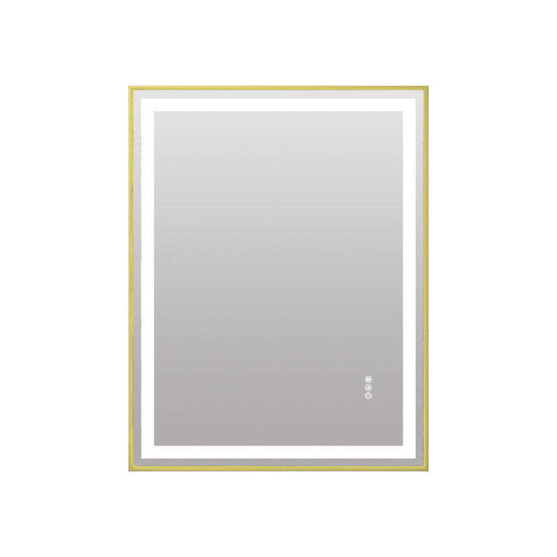 Miroir de salle de bain en verre trempé sans cadre avec deux lumières à DEL à l'avant et à l'arrière,, 36 po x 28 po, Noir