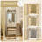 Compact Vanity Desk Set with 3-Color Lighted Mirror and Power Outlets