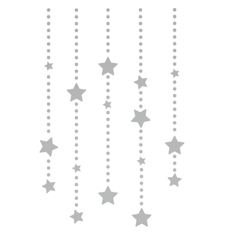 Décalcomanie murale étoile éléments suspendus, H 45 po x l 30 po x P 0,01 po, Argent