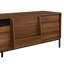 Meuble télé Mid-Century en noyer, portes coulissantes et tablettes réglables pour téléviseur de 75 po-1758445736
