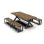 Banc de jardin extérieur composite en teck péruvien avec cadre en aluminium noir mat 39,38 po-130153755-130153758