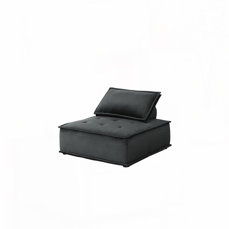 Chaise longue sans accoudoirs en velours, Noir