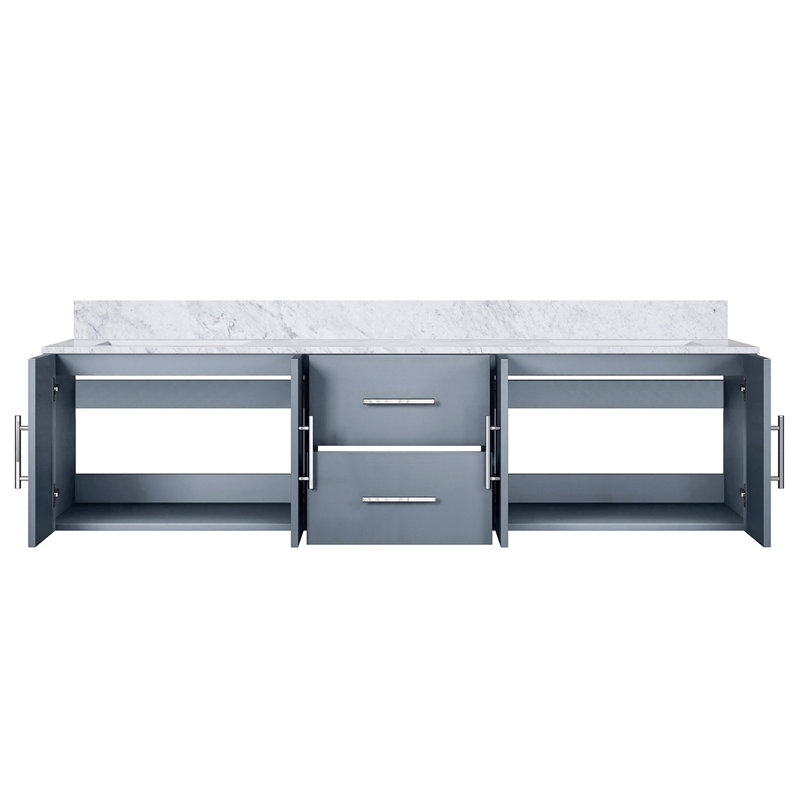 Meuble-lavabo double 72 po X P 22 po D, avec plateau en marbre de Carrare pour la maison, Gris, 72"