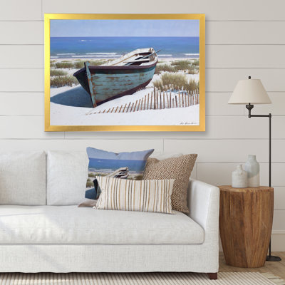 " Blue Boat On Beach "